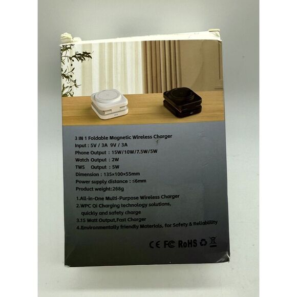 Foldable 3-in-1 Magnetic Wireless Charging Station Black With Carrying Case - Picture 5 of 12